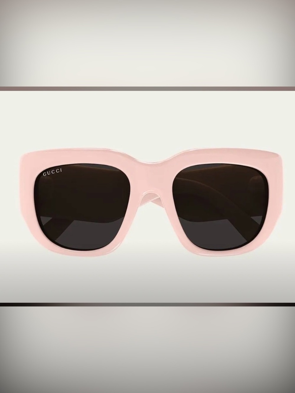 Gucci Pink Square Sunglasses with Dark Lenses. Full inclusion.